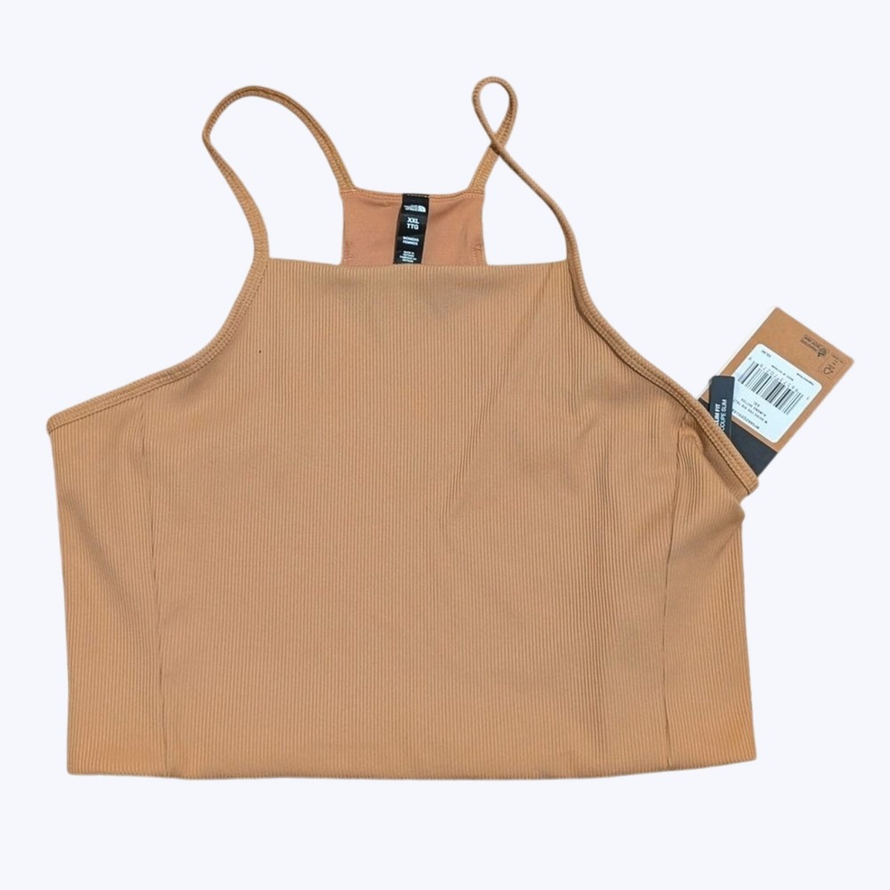 The North Face Womens XXL 2X Tan Camel  Ribbed Crop Tank Top Racer Back NWT